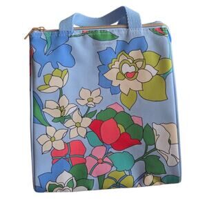 Kate Spade Light Blue Flower Bed Print Soft Cooler Lunch Bag Insulated Lining